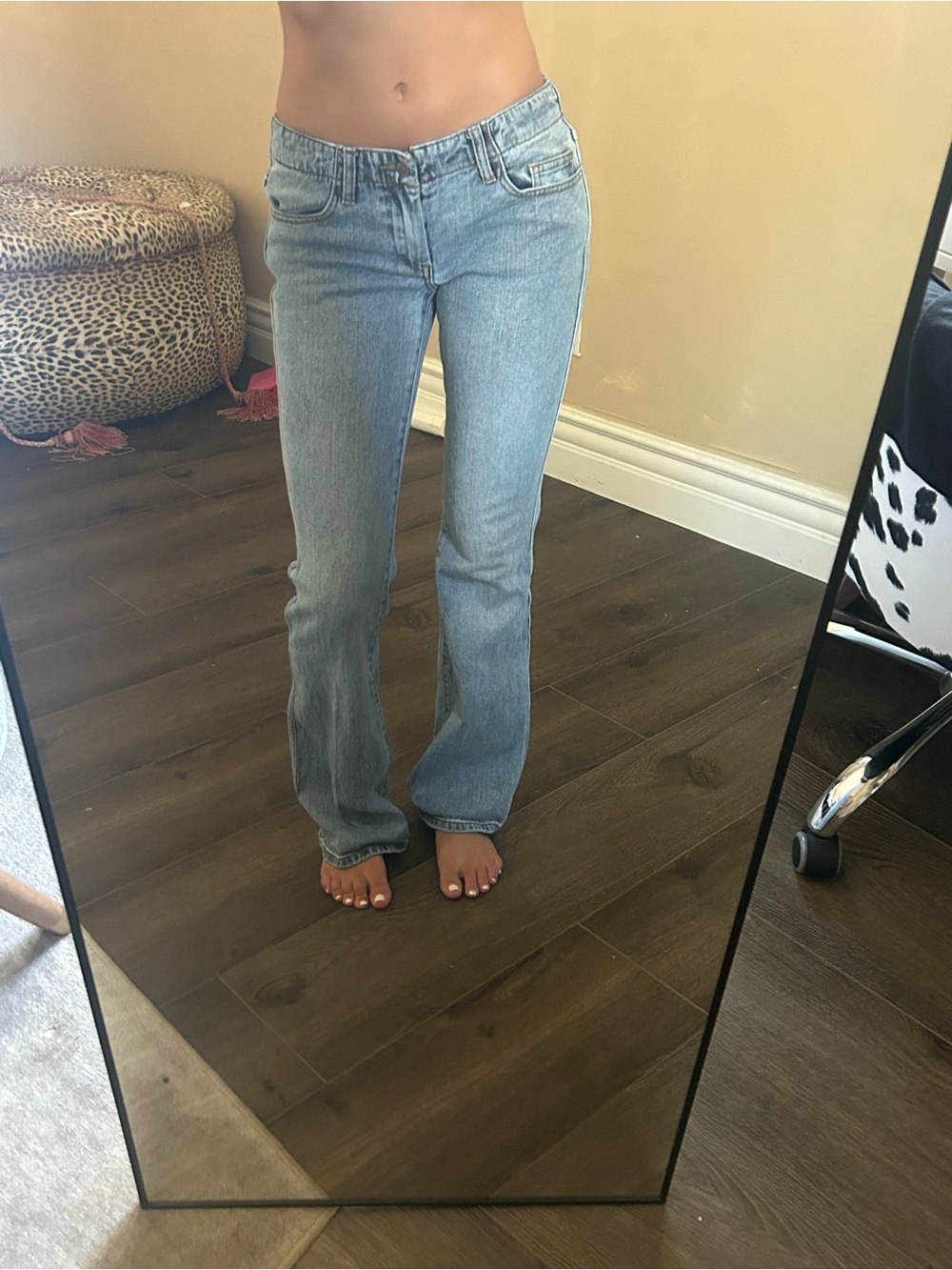 Light Blue Women's Flare Jeans - Mid Rise Casual Bootcut